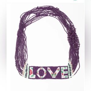 Antica Sartoria LOVE plate Purple 💜/ White Elegant Beaded Necklace NWT